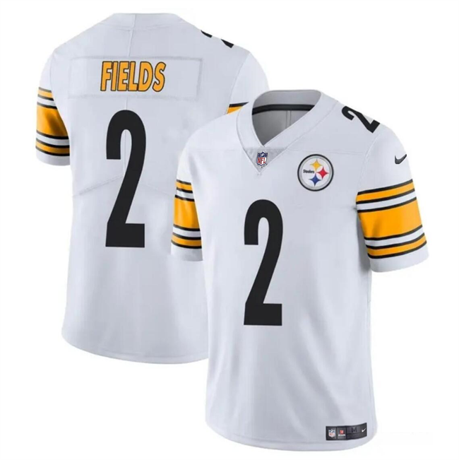 Men's Pittsburgh Steelers #2 Justin Fields White Vapor Untouchable Limited Stitched Jersey